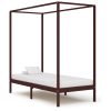Okvir za krevet s baldahinom od borovine tamnosmeđi 100x200 cm