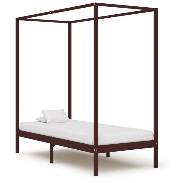 Okvir za krevet s baldahinom od borovine tamnosmeđi 100x200 cm