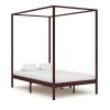 Okvir za krevet s baldahinom od borovine tamnosmeđi 140x200 cm