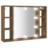 Ormarić s ogledalom LED boja dimljenog hrasta 76 x 15 x 55 cm