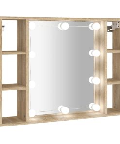Ormarić s ogledalom LED boja hrasta sonome 76 x 15 x 55 cm