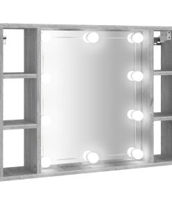 Ormarić s ogledalom LED boja hrasta sonome 76x15x55 cm