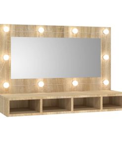 Ormarić s ogledalom LED boja hrasta sonome 90 x 31