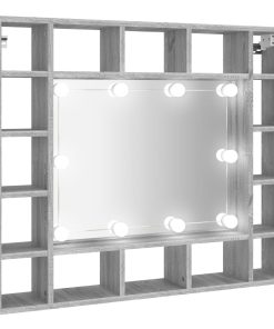 Ormarić s ogledalom LED boja hrasta sonome 91 x 15 x 76