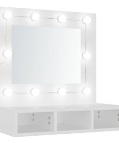 Ormarić s ogledalom i LED svjetlima bijeli 60 x 31