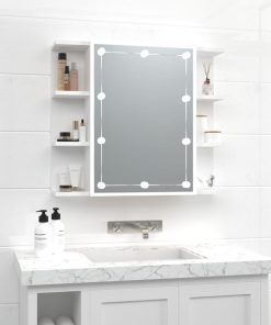 Ormarić s ogledalom i LED svjetlima bijeli 70 x 16