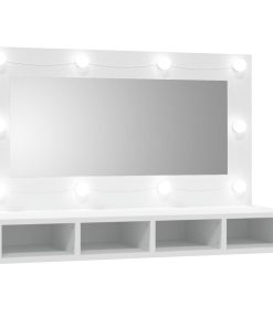 Ormarić s ogledalom i LED svjetlima bijeli 90 x 31