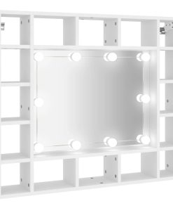 Ormarić s ogledalom i LED svjetlima bijeli 91 x 15 x 76