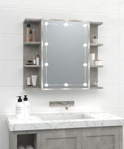 Ormarić s ogledalom i LED svjetlima boja betona 70x16