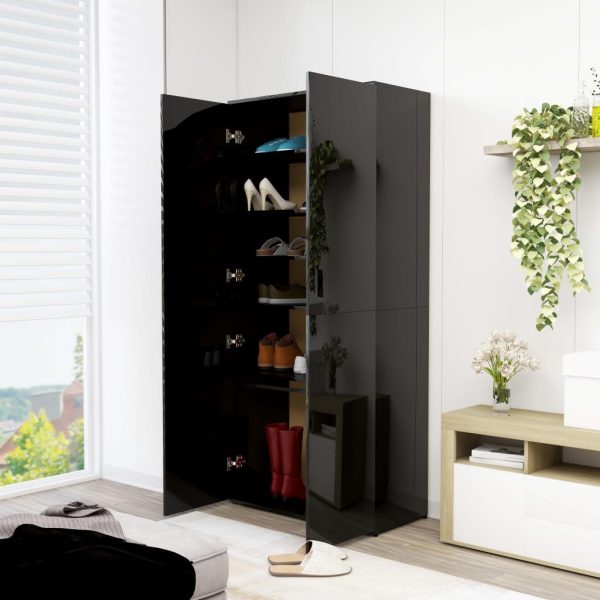 Ormarić za cipele visoki sjaj crni 80 x 39 x 178 cm od iverice - Slika 3