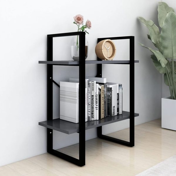 Ormarić za knjige s 2 razine sivi 60 x 30 x 70 cm od iverice - Slika 3