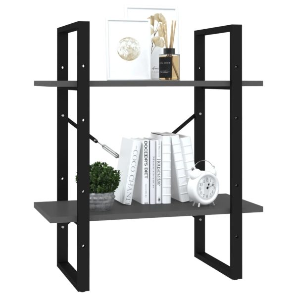 Ormarić za knjige s 2 razine sivi 60 x 30 x 70 cm od iverice - Slika 4