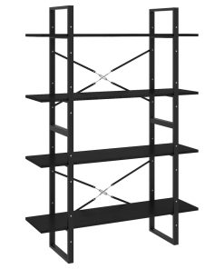 Ormarić za knjige s 4 razine crni 100 x 30 x 140 cm od borovine