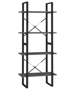 Ormarić za knjige s 4 razine sivi 60x30x140 cm masivna borovina