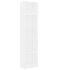 Ormarić za knjige s 5 razina bijeli 40 x 24 x 175 cm drveni