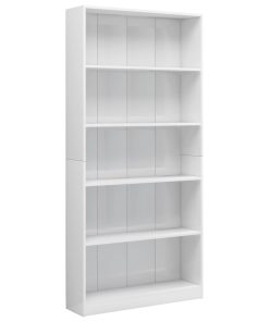 Ormarić za knjige s 5 razina sjajni bijeli 80x24x175 cm drveni