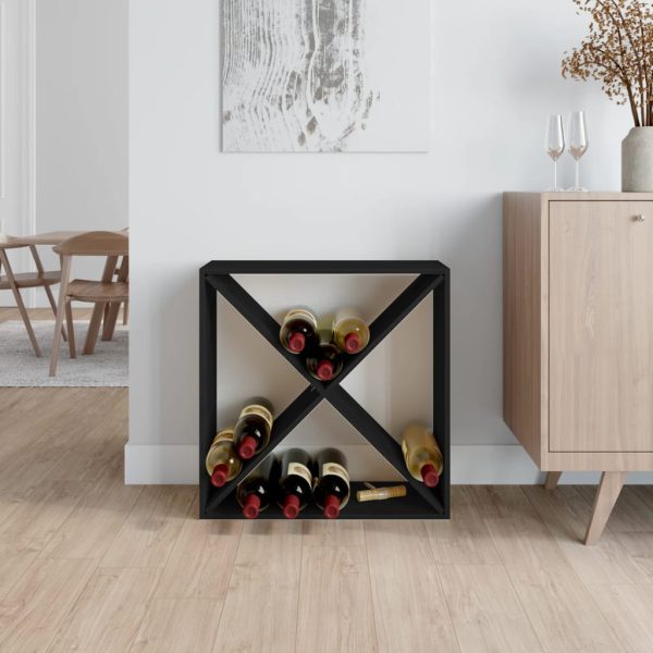 Ormarić za vino crni 62x25x62 cm od masivne borovine - Image 3