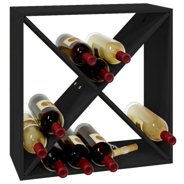 Ormarić za vino crni 62x25x62 cm od masivne borovine - Image 4