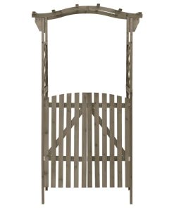 Pergola s vratima 116 x 40 x 204 cm siva od masivne jelovine