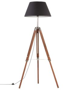 Podna svjetiljka s tronošcem medeno-crna od tikovine 141 cm