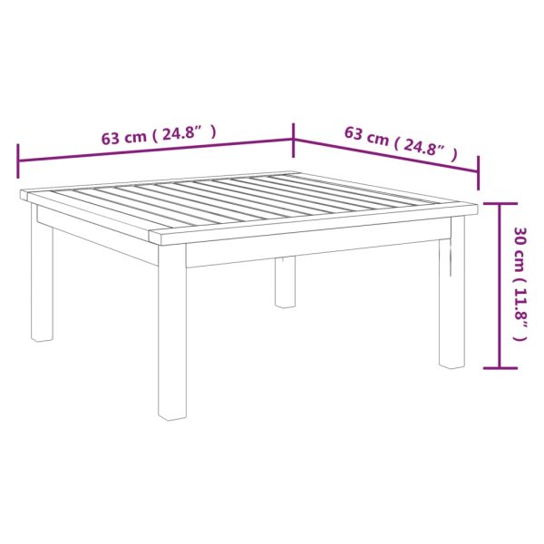 Pomoćni vrtni stol 63 x 63 x 30 cm od masivnog bagremovog drva - Image 4