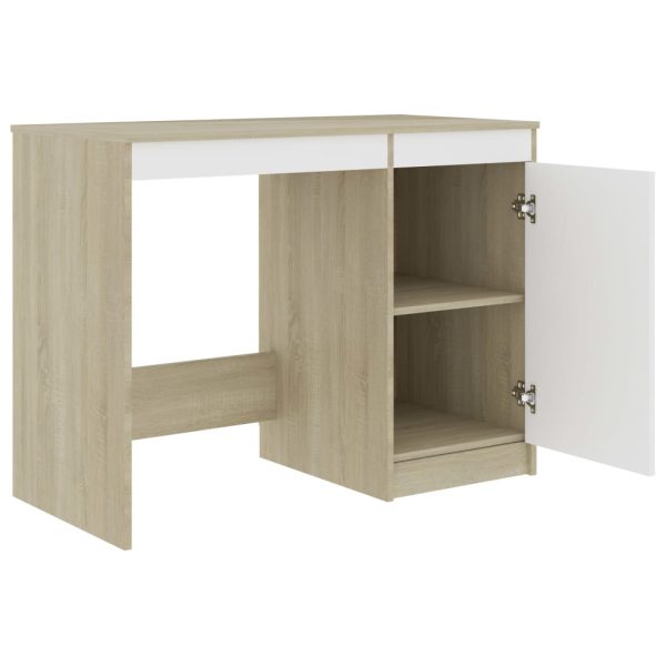 Radni stol bijeli i boja hrasta 100 x 50 x 76 cm od iverice - Slika 4
