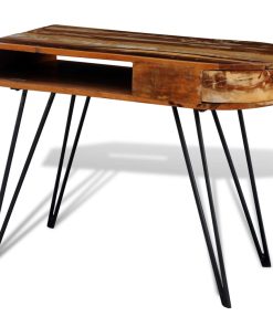 Radni stol od masivnog obnovljenog drva sa željeznim nogama