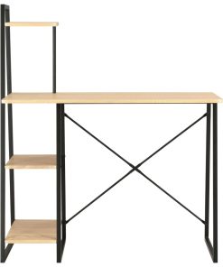Radni stol s policama crni i boja hrasta 102 x 50 x 117 cm