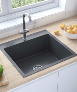 Ručno rađeni kuhinjski sudoper crni od nehrđajućeg čelika