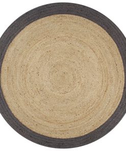 Ručno rađeni tepih od jute s tamnosivim rubom 120 cm