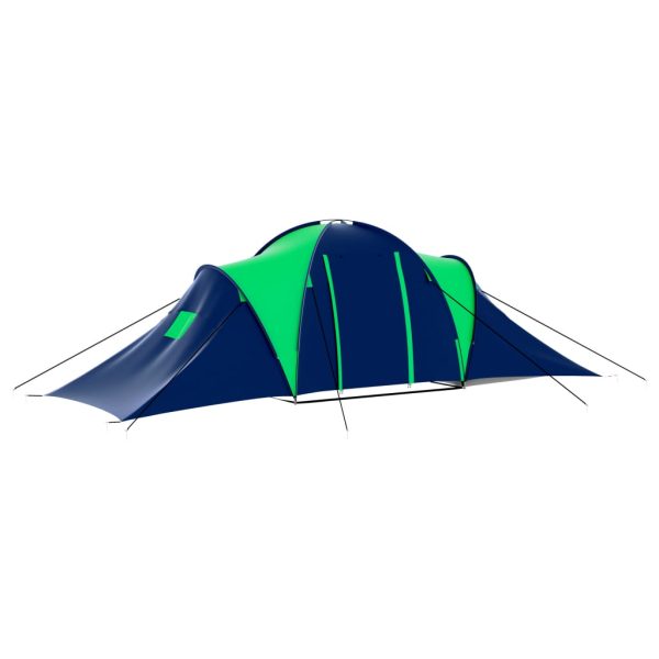 Šator za kampiranje od tkanine za 9 osoba plavo-zeleni