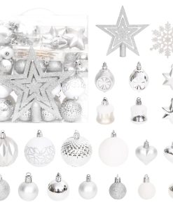 Set božićnih kuglica od 70 komada srebrne i bijele