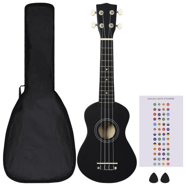 Set dječjeg ukulelea Soprano s torbom crni 21 "