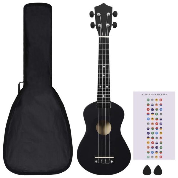 Set dječjeg ukulelea Soprano s torbom crni 23 "