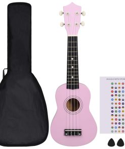 Set dječjeg ukulelea Soprano s torbom ružičasti 21 "