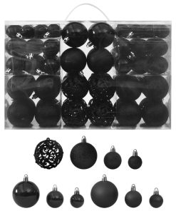 Set od 100 božićnih kuglica crni