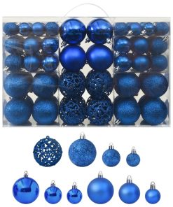 Set od 100 božićnih kuglica plavi