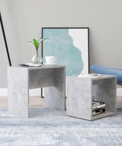 Set stolića za kavu siva boja betona 48 x 30 x 45 cm od iverice