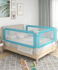 Sigurnosna ograda za dječji krevet plava 140 x 25 cm od tkanine