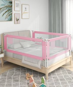 Sigurnosna ograda za dječji krevet ružičasta 100x25 cm tkanina