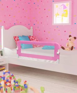 Sigurnosna ograda za dječji krevet ružičasta 120x42 cm poliester