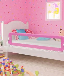 Sigurnosna ograda za dječji krevet ružičasta 180x42 cm poliester