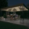 Sjenica s LED svjetlosnim trakama 3 x 4 m smeđe-siva od tkanine
