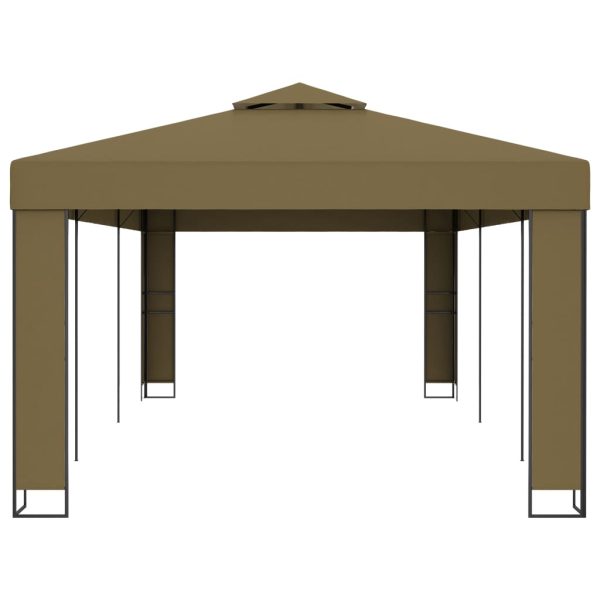 Sjenica s dvostrukim krovom 3 x 6 m smeđe-siva 180 g/m² - Image 3