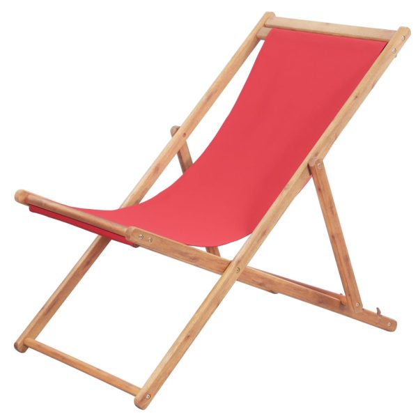 Sklopiva ležaljka za plažu od tkanine s drvenim okvirom crvena