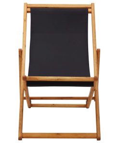 Sklopiva stolica za plažu od drva eukaliptusa i tkanine crna