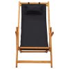 Sklopiva stolica za plažu od drva eukaliptusa i tkanine crna