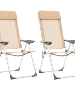 Sklopive stolice za kampiranje 2 kom krem aluminijske