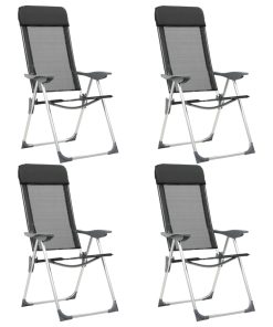 Sklopive stolice za kampiranje 4 kom crne aluminijske