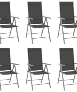 Sklopive vrtne stolice 6 kom od tekstilena crne